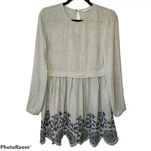 Zara Embroidered Mini Dress Gray Size Small